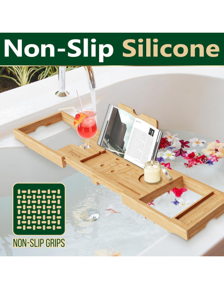 Bandeja de Baño SereneLife de Bambú Ajustable 76-109 cm