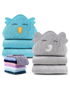 Paquete 2 Toallas con Capucha Bebé Cute Castle Elefante y Pájaro