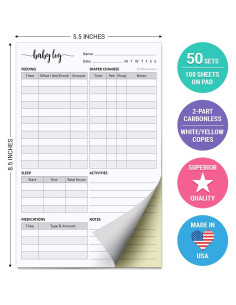 Libro de Registro Diario para Bebés 321Hecho - 50 Conjuntos 2