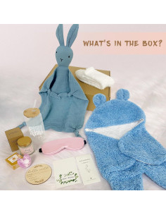 Canasta de Regalos para Nuevas Mamás Conejito Azul 11 Piezas 2