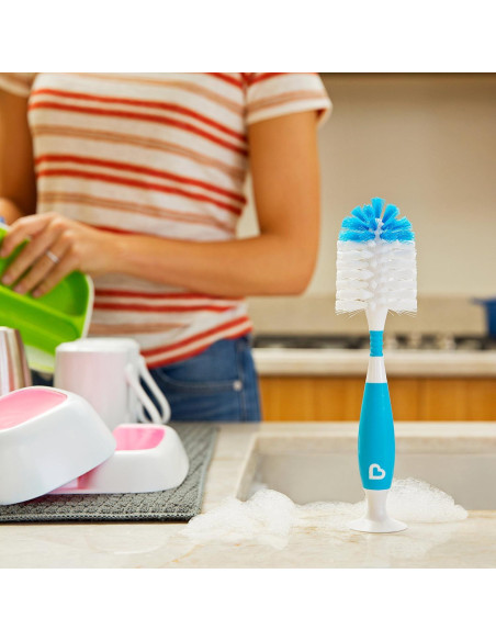 Set de limpieza biberones Munchkin 3 piezas azul con soporte