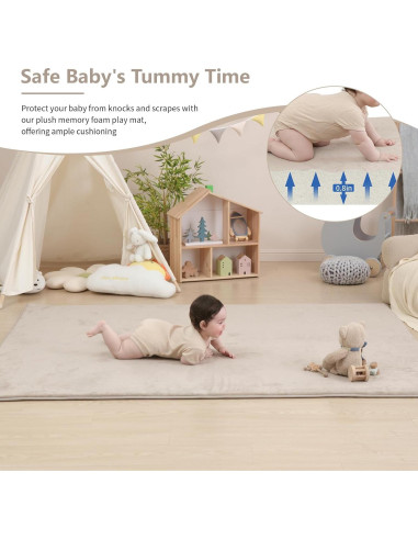 Alfombra de Juego Antideslizante HulooSleep 99x150 cm Beige