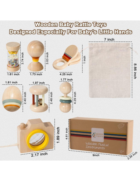 Juego de 7 Juguetes Musicales de Madera SEILETOO para Bebés Juego de 7 Juguetes Musicales de Madera SEILETOO para Bebés