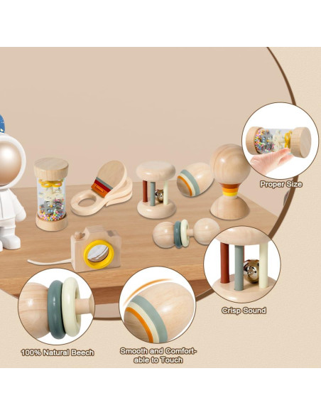 Juego de 7 Juguetes Musicales de Madera SEILETOO para Bebés Juego de 7 Juguetes Musicales de Madera SEILETOO para Bebés
