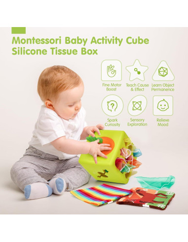 Caja de Pañuelos de Silicona Hahaland 6 en 1 para Bebés