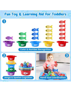 Juguetes Montessori de Pesca HSLNSD 22 Piezas para Niños 1-3 Años 2