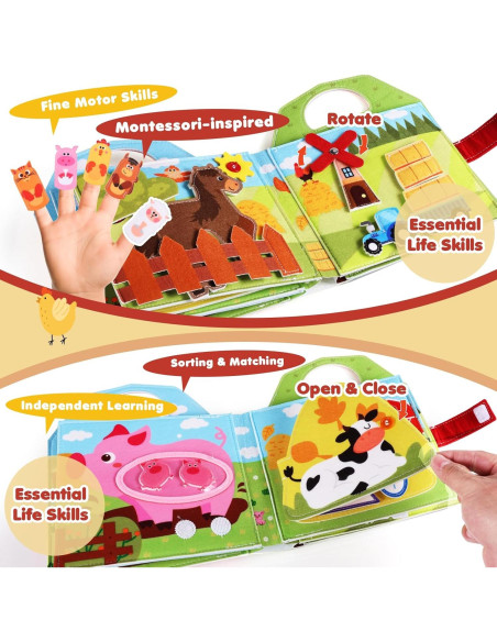 Libro Ocupado Montessori de Animales de Granja - NOMISURIT