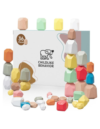 Juego de Rocas Apilables de Madera 36 Pzs Montessori