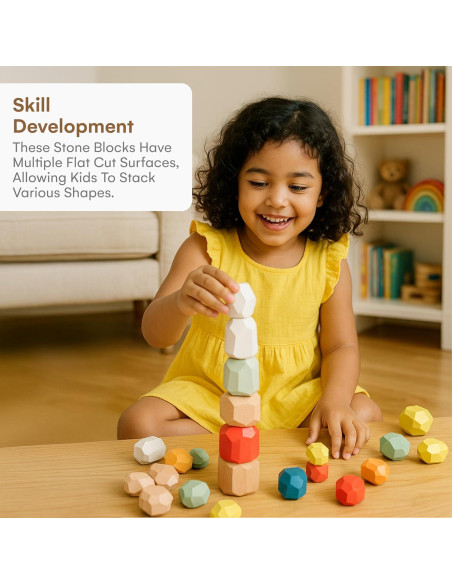 Juego de Rocas Apilables de Madera 36 Pzs Montessori