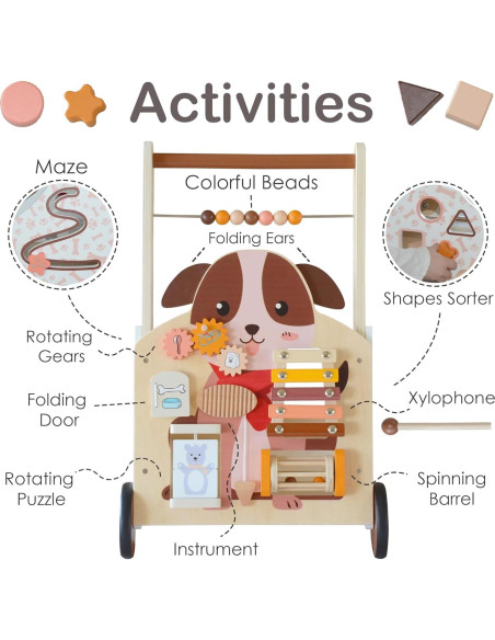 Andador de Madera Montessori para Bebés 12 Meses - Juguete de Actividad
