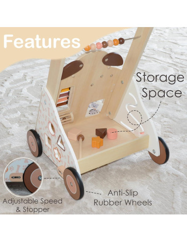 Andador de Madera Montessori para Bebés 12 Meses - Juguete de Actividad