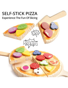Juego de Comida de Madera PairPear - Set de Pizza 28 Piezas 2