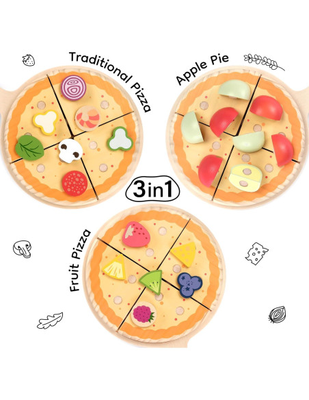 Juego de Comida de Madera PairPear - Set de Pizza 28 Piezas Juego de Comida de Madera PairPear - Set de Pizza 28 Piezas