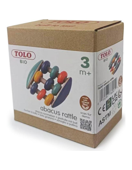 Sonajero Ábaco Tolo de Madera para Bebés 3+ Meses