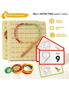 2 Tableros Geométricos de Madera Montessori - Juguete STEM 3-6 Años 2