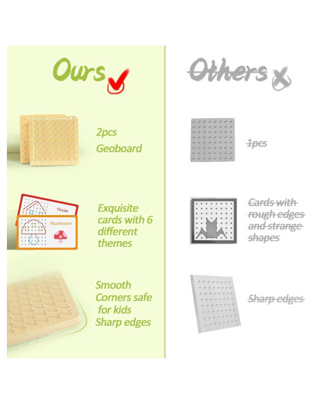 2 Tableros Geométricos de Madera Montessori - Juguete STEM 3-6 Años