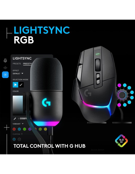 Combo Ratón Inalámbrico Logitech G502 X Plus + Micrófono Yeti GX RGB