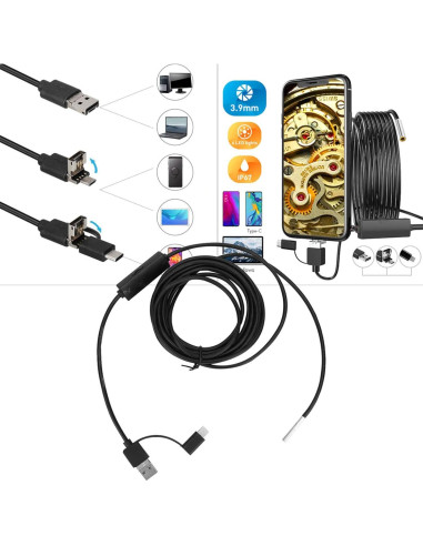 Endoscopio Naroote 3 en 1 para Android Tipo C 3.9mm HD 3.5m