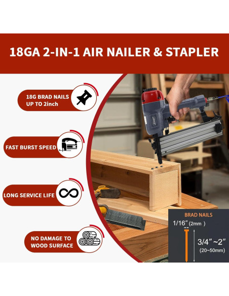 Clavadora neumática 18GA Jovant 2 en 1 para tapicería