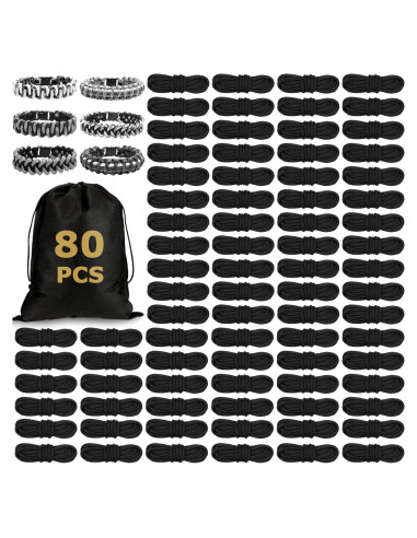 Kit de Cuerdas Paracord 550 Riakrum 80 Piezas 3.05m Negro