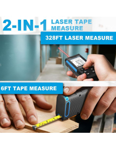 Medidor Láser Digital 2-en-1 HUADER 100m y Cinta 2m 2
