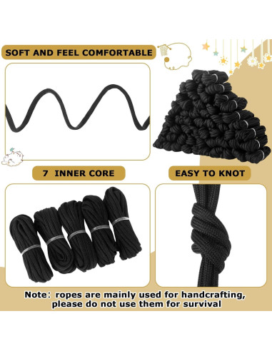 Kit de Cuerdas Paracord 550 Riakrum 80 Piezas 3.05m Negro