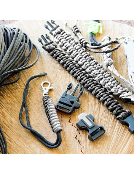 Kit de Cuerdas Paracord 550 Riakrum 80 Piezas 3.05m Negro