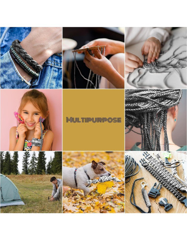 Kit de Cuerdas Paracord 550 Riakrum 80 Piezas 3.05m Negro