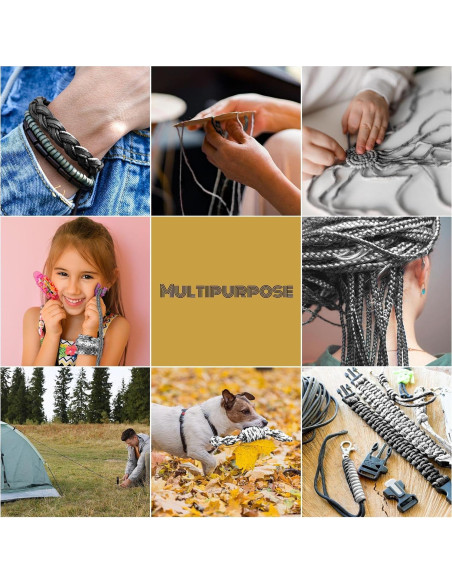 Kit de Cuerdas Paracord 550 Riakrum 80 Piezas 3.05m Negro