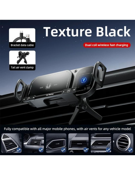 Soporte de Carga Inalámbrica para Auto Genérico 15W Ajustable Soporte de Carga Inalámbrica para Auto Genérico 15W Ajustable