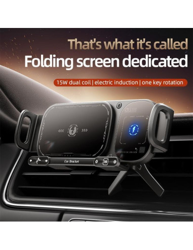 Soporte de Carga Inalámbrica para Auto Genérico 15W Ajustable