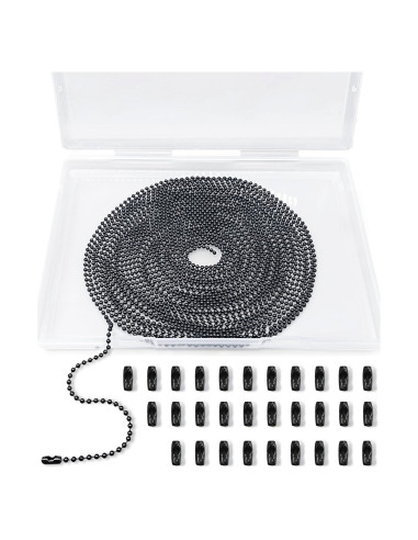 Cadena de bola de metal 10.06m 2.4mm con 30 conectores - Negro