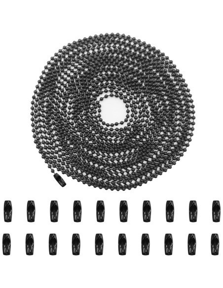 Cadena de bola de metal 10.06m 2.4mm con 30 conectores - Negro