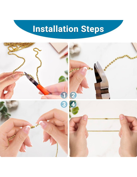 Cadena de bola de metal 10.06m 2.4mm con 30 conectores - Negro