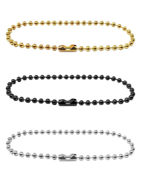 Cadena de bola de metal 10.06m 2.4mm con 30 conectores - Negro