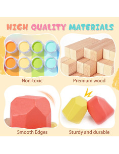 36 PCS Bloques de Construcción de Madera MTTIERY para Niños 3-5 Años 2