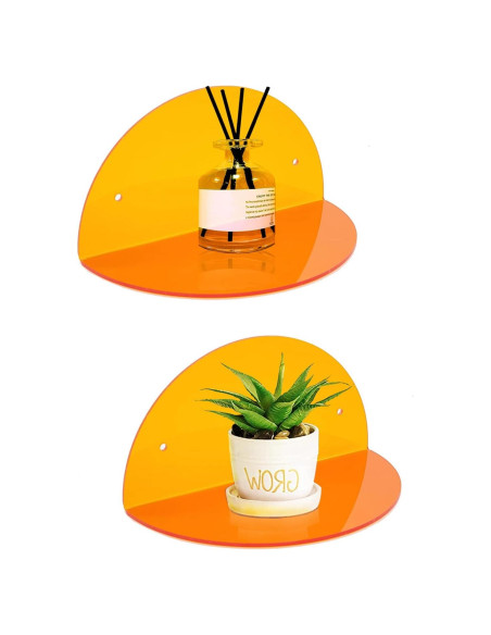 Estantes Flotantes Pequeños ROYALITA de Acrílico Naranja - Paquete de 2