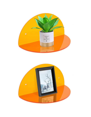 Estantes Flotantes Pequeños ROYALITA de Acrílico Naranja - Paquete de 2