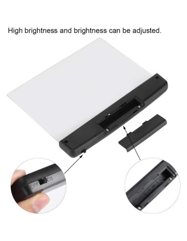 Luz de lectura plana LED Jwthee, 14.2x17.5cm, ajuste de brillo