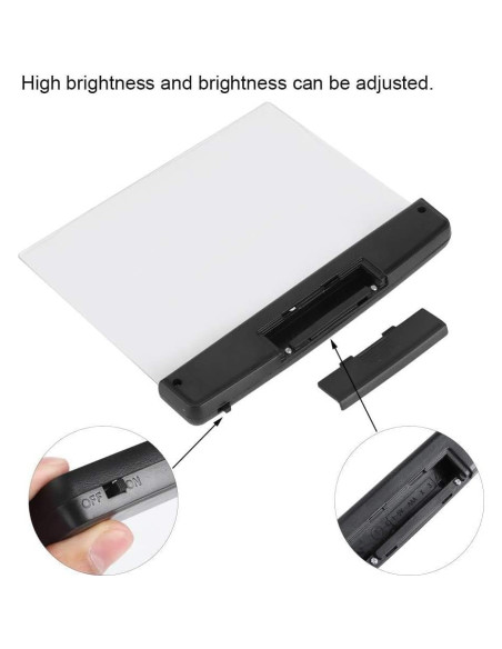 Luz de lectura plana LED Jwthee, 14.2x17.5cm, ajuste de brillo