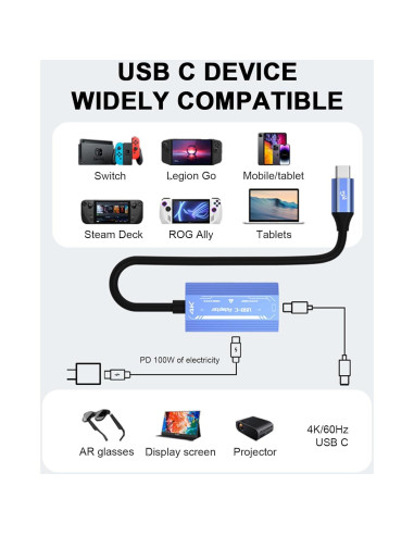 Adaptador HDMI a USB-C 4K 60Hz porpen V278A para Gafas AR