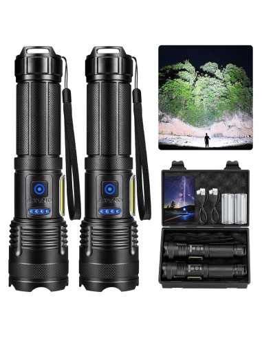 Linterna Recargable KINGCAESAR 90,000 Lúmenes - Paquete de 2