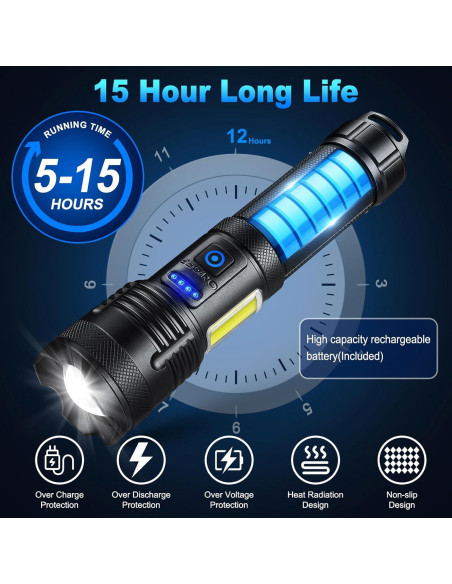 Linterna Recargable KINGCAESAR 90,000 Lúmenes - Paquete de 2 Linterna Recargable KINGCAESAR 90,000 Lúmenes - Paquete de 2