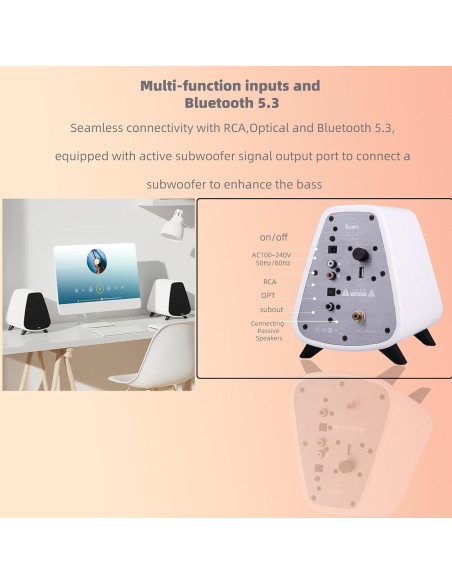 Altavoces Activos AORS AS31 Bluetooth 5.3 80W RMS Madera Blanca