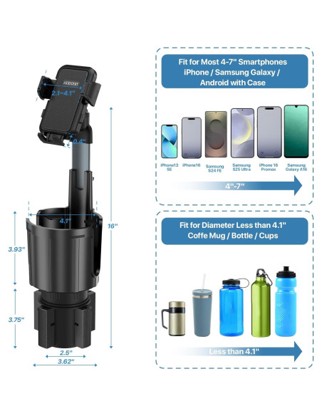 Soporte para teléfono de coche AKREDERY 2 en 1 ajustable negro