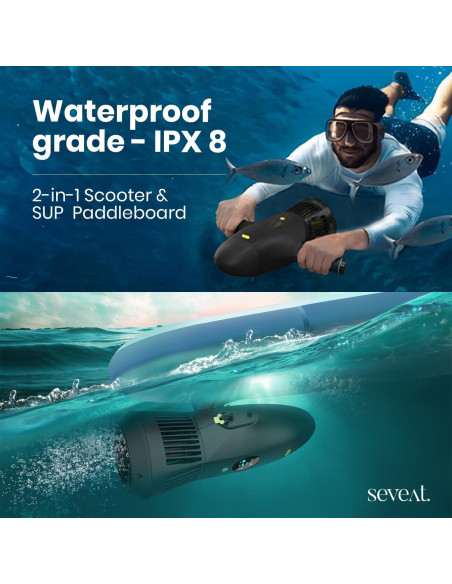 Scooter Submarino Seveat Negro para Adultos y Niños, 5m Profundidad