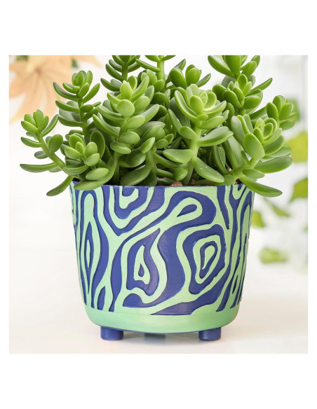 Maceta Moderna Pointnio 15.3 cm Olas Talladas Verde Azul Maceta Moderna Pointnio 15.3 cm Olas Talladas Verde Azul
