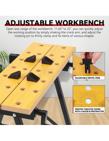 Banco de Trabajo Plegable Auto Dynasty 100 kg Ajustable 20-30 cm