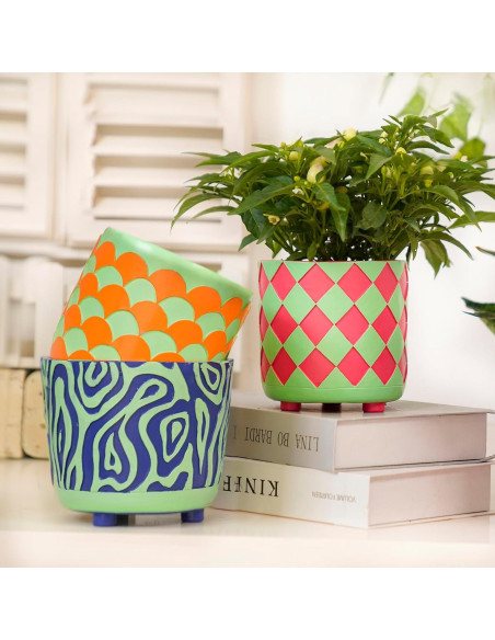 Maceta Moderna Pointnio 15.3 cm Olas Talladas Verde Azul Maceta Moderna Pointnio 15.3 cm Olas Talladas Verde Azul