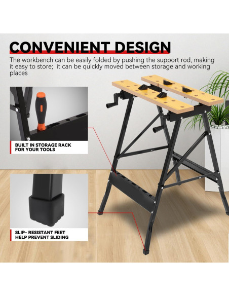 Banco de Trabajo Plegable Auto Dynasty 100 kg Ajustable 20-30 cm